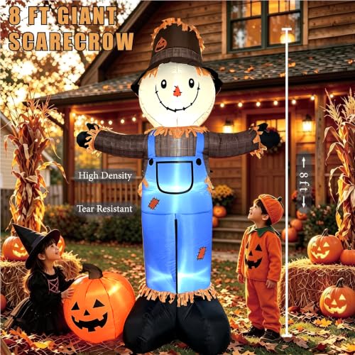 8 FT Fall Inflatables Scarecrow Decorations (Blue)