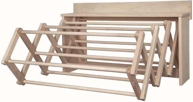 Saving Shepherd 30" Accordion Drying Rack Laundry Room Storage Maple Wood Wall Shelf