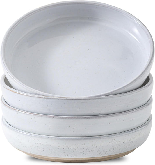 Pasta Bowls 26 OZ,Ceramic Salad Serving Bowls Set of 4,Large 8.2 inch Shallow Bowls Plates for Soup,Fruit,Noodle,Dinner,Dishwasher & Microwave Safe,White