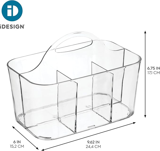4-Section Storage Caddy with Handle - All-Purpose Storage Caddy Organizer - Set of 2 - Clear