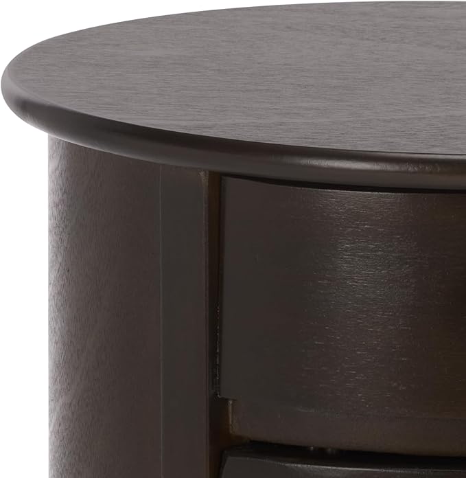 SAFAVIEH Home Collection – Tabitha Dark Chocolate Accent Table, Round Swivel Side Table with 1 Drawer & Interior Cabinet Storage, Classic Pedestal Design, Fully Assembled (AMH5712F)