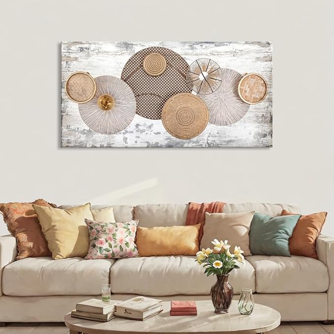 youkuart Wall Art Floral Rustic Wall Decor Yellow and White Canvas Painting Abstract Wall Art for Bedroom Living Room Dining Room Home Office Decor 79"x40"