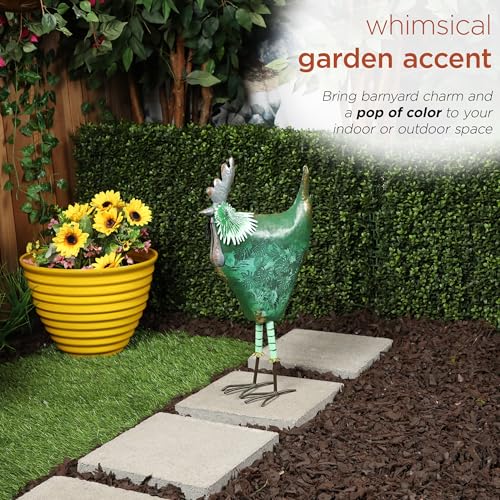 23" Tall Outdoor Metal Cottage Farm Rooster Yard Statue