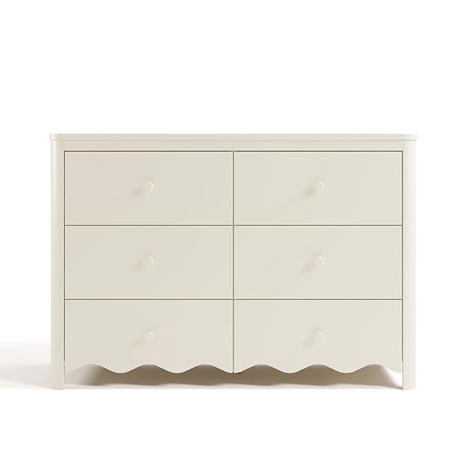 Storkcraft Casablanca 6 Drawer Dresser (Frosted Oat) – GREENGUARD Gold Certified, Nursery & Kids' Bedroom with Spacious Storage, Interlocking Drawer System, Easy Assembly with Pre-Installed Tracks