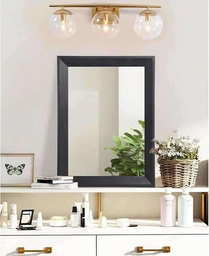 AAZZKANG Black Mirrors for Wall Rectangle Wood Framed Large 20"x16" Decorative Wall Mirror for Bedroom Bathroom Living Room Dressing Room Entryway