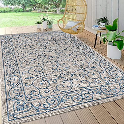 Vintage Filigree Indoor Outdoor Area Rug 6X9 Gray