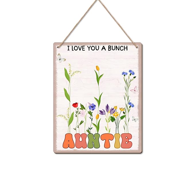 DIY Baby's First Mothers Day Handprint Flowers Hanging Sign Gifts for New Aunt, Floral Garden for First Time Auntie with Kids Toddler Handprint Art Craft Keepsake Mothers Day for Best Aunt Ever Gifts