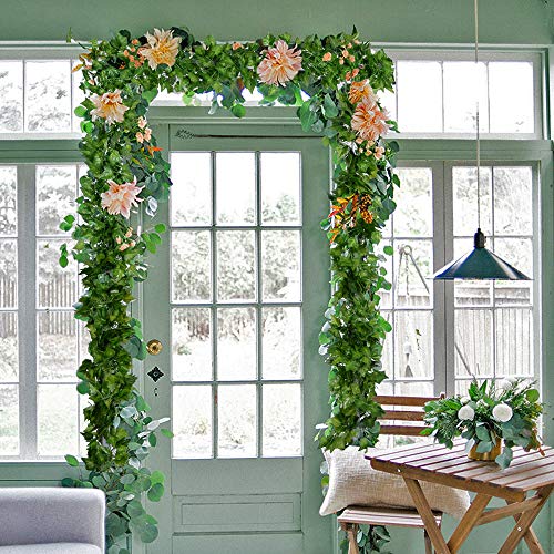 84 Feet 12 Strands Artificial Ivy Leaf Plants Vine Hanging Garland Fake Foliage Flowers Home Kitchen Garden Office Wedding Wall Decor