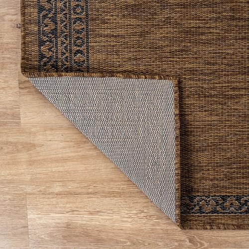 Outdoor Rug 8x10 Medallion Gold Modern Area Rugs for Indoor and Outdoor Patios Kitchen and Hallway Mats Washable Porch Deck Outside Carpet (80 Sq Ft)