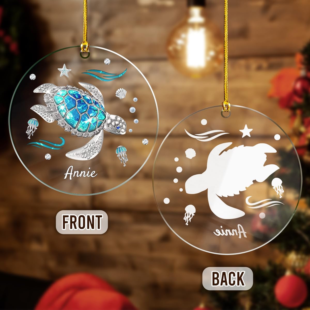 Personalized Best Friend Photo Christmas Ornament, Bestie Round Acrylic Ornament with Picture, Friendship Ornament Keepsake Xmas Tree, Customized Photo Best Friend Ornaments