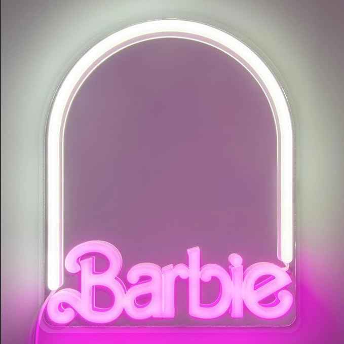 Paladone Barbie LED Neon Light Up Wall Mirror, Officially Licensed Mattel Home & Bedroom Décor for Girls, Teenagers, Women, Pink USB Powered Lamp