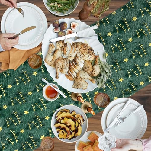 Christmas Table Runner Christmas Trees Green Soft Plush Faux Fur 13x72 Inch