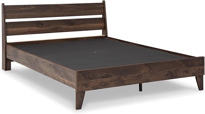 Signature Design by Ashley Calverson Casual Queen Panel Platform Bed, Wood, Foundation or Box Spring Not Needed, Bed A Box, Dark Brown Finish