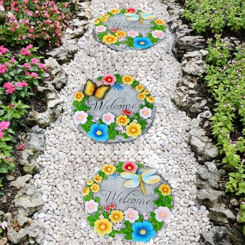 2 Pack Garden Stepping Stones Outdoor 10 Inch Round Cement Stepping Stones (2 Count)