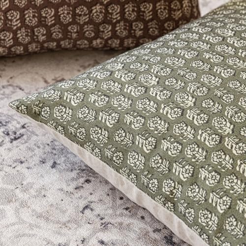 Decorative Floral Print Throw Pillow Covers 24×24 Sage Green (2 Count)