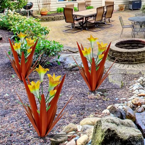 Metal Agave Plant Outdoor Decoration Lily Mexican Yard Art Garden Statue