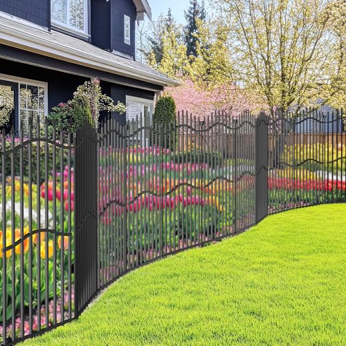 No Dig Garden Fence 48" H x 18'L with Gate Decorative Yard Dog Panels (9.5 Sq Ft)