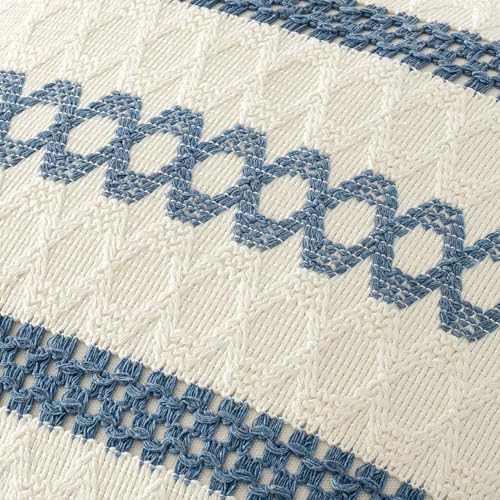 Set of 2 Coastal Blue Boho Decorative Pillow Covers 18x18 Inch (2 Count)