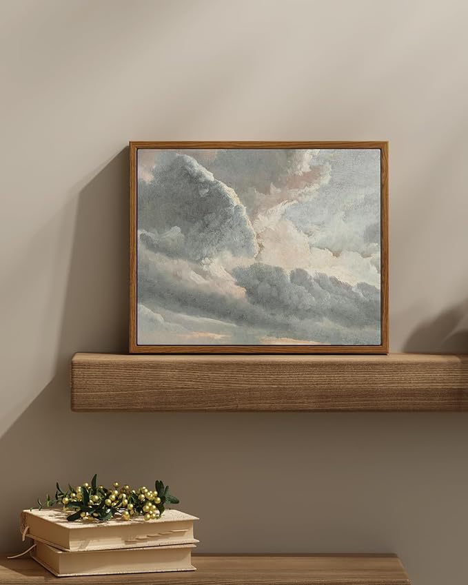 InSimSea Framed Canvas Wall Art Vintage Decor, Study of Clouds Oil Painting Wall Prints, Home Decor Wall Art for Farmhouse Office Bathroom Decor, 11"x14"