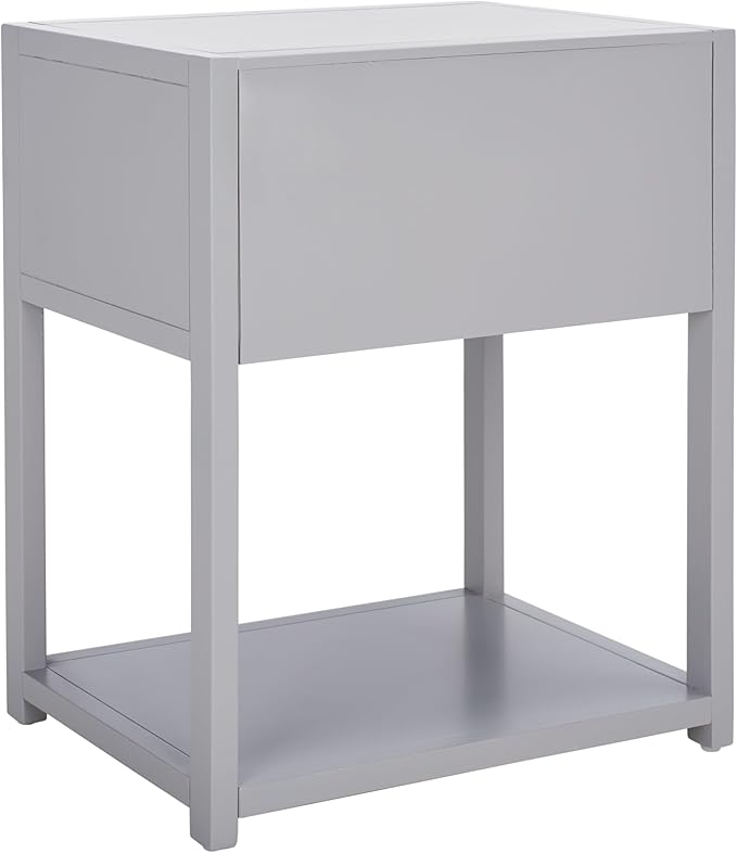 SAFAVIEH Home Collection – Yudi Grey Nightstand with Drawer & Shelf, Contemporary Accent Storage Table, Fully Assembled (NST9201D)