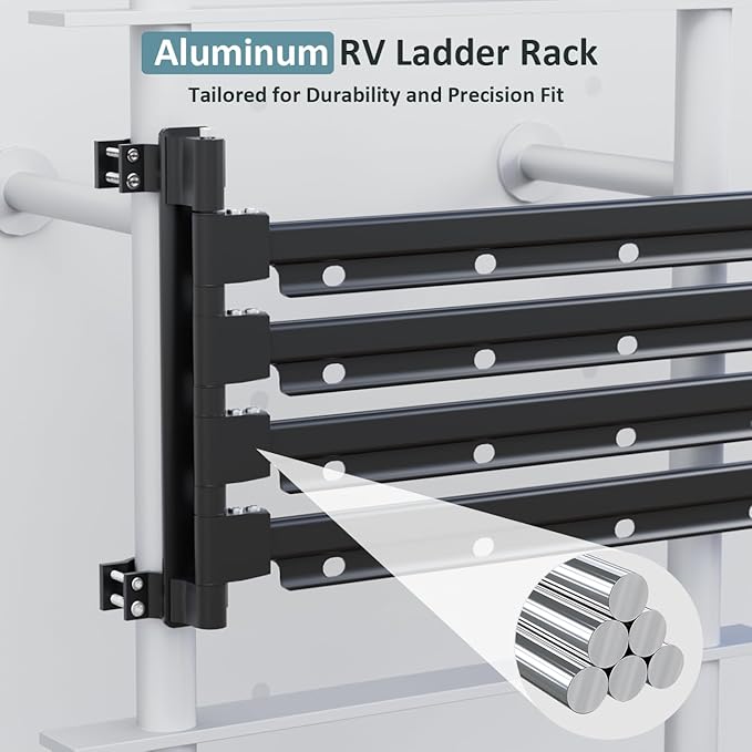 RV Ladder Mounted Clothes Drying Rack - Extended Arms, Large Capacity, Must-Have Camper & Travel Trailer Aluminum Accessories
