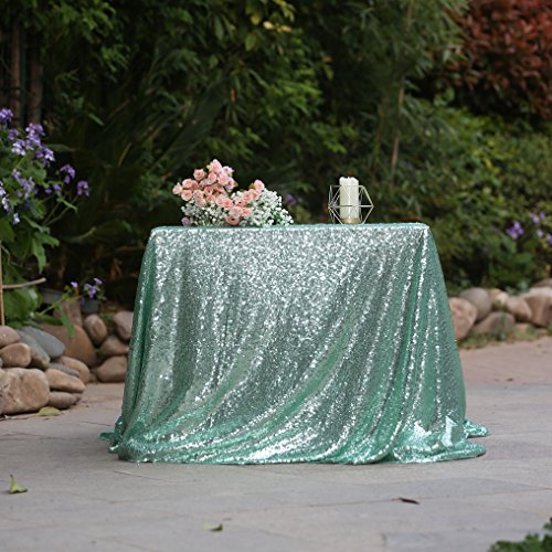 Sequin Tablecloth 60x120 Inch Green for Wedding Party