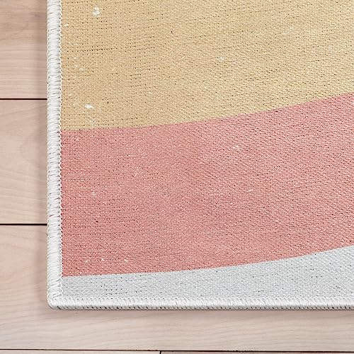 Kids Rugs Rainbow 7'7" x 9'10" Multi Color Modern Flat