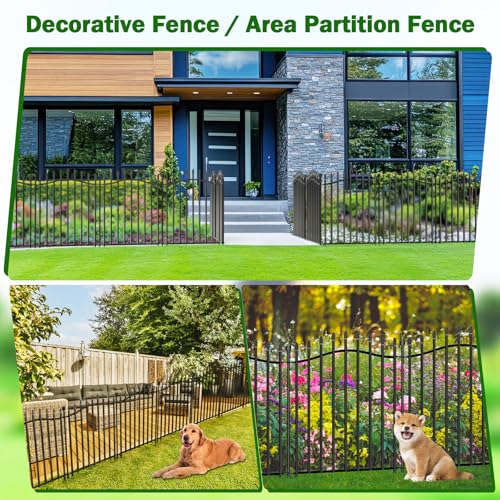 No Dig Garden Fence 32" H x 22.5'L Decorative Yard Dog Outdoor Panels (6.32 Sq Ft)