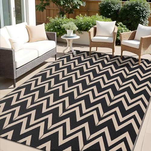 Outdoor Rug 5x8 ft Waterproof Reversible Chevron Mat