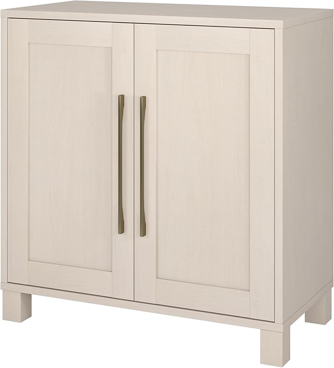 Henn&Hart 28" Wooden Accent Cabinet, Modern Sideboard Buffet Cabinet with 2 Doors and an Adjustable Shelf for Living Room, Dining Room, Bedroom or Entryway, Alder White
