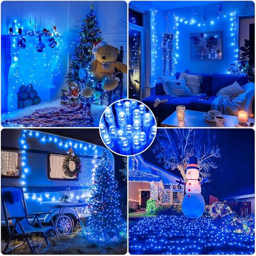 200 LED 66Ft Blue Christmas Halloween String Lights Indoor Outdoor (66 Foot)