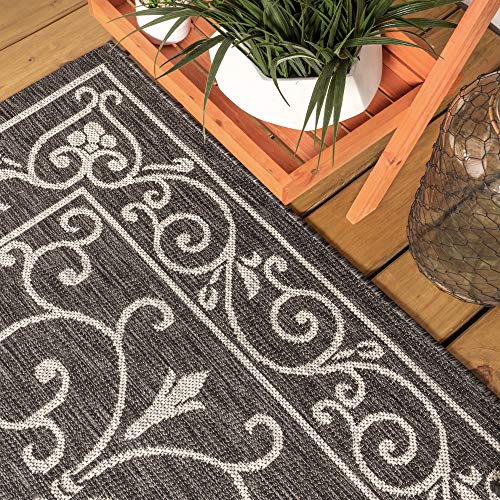 Vintage Filigree Indoor Outdoor Area Rug 3X5 Black