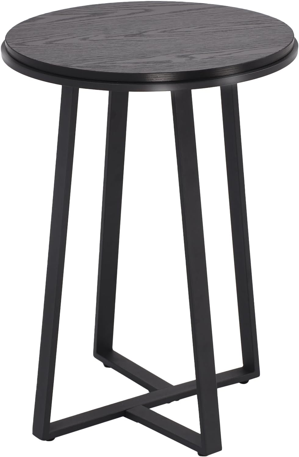 Round End Table, Small Side Table Black Color MDF Top, Metal Frame Black, Tall End Side Table for Bed Room, Coffee Tea End Table for Living Room(Round Black)
