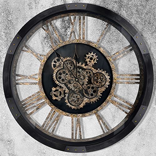 36" Extra Large Wall Clock with Moving Gears