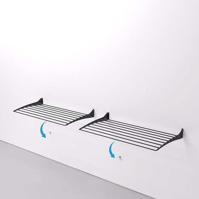 foxydry Fold, Wall Drying Rack, Vertical Drying Rack for Indoor and Outdoor Aluminium and Steel (Black - Closing Down, 2X Fold 100)