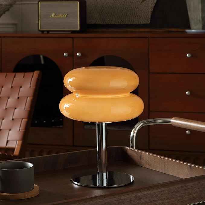 Mushroom Lamp Table Lamp for Night Stands,Mid Century Modern Desk Lamps for Bedroom, Vintage Dimmable Bedside Small Lamps, Cute Cool Home Room Aesthetic Decor for Living Room (Copper)