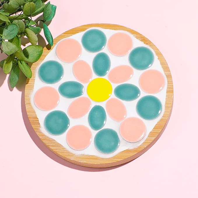 200g Ceramic Mosaic Tiles Pieces, Heart Star Oval Round Flower Shape Mosaics for Crafts Bulk,Student Adults Mosaic Kits Making (Oval Mix)