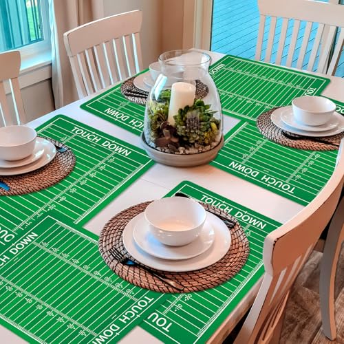 Football Placemats Set of 6 Sports Plastic Table Mat 17×13×0.04in (6 Count)