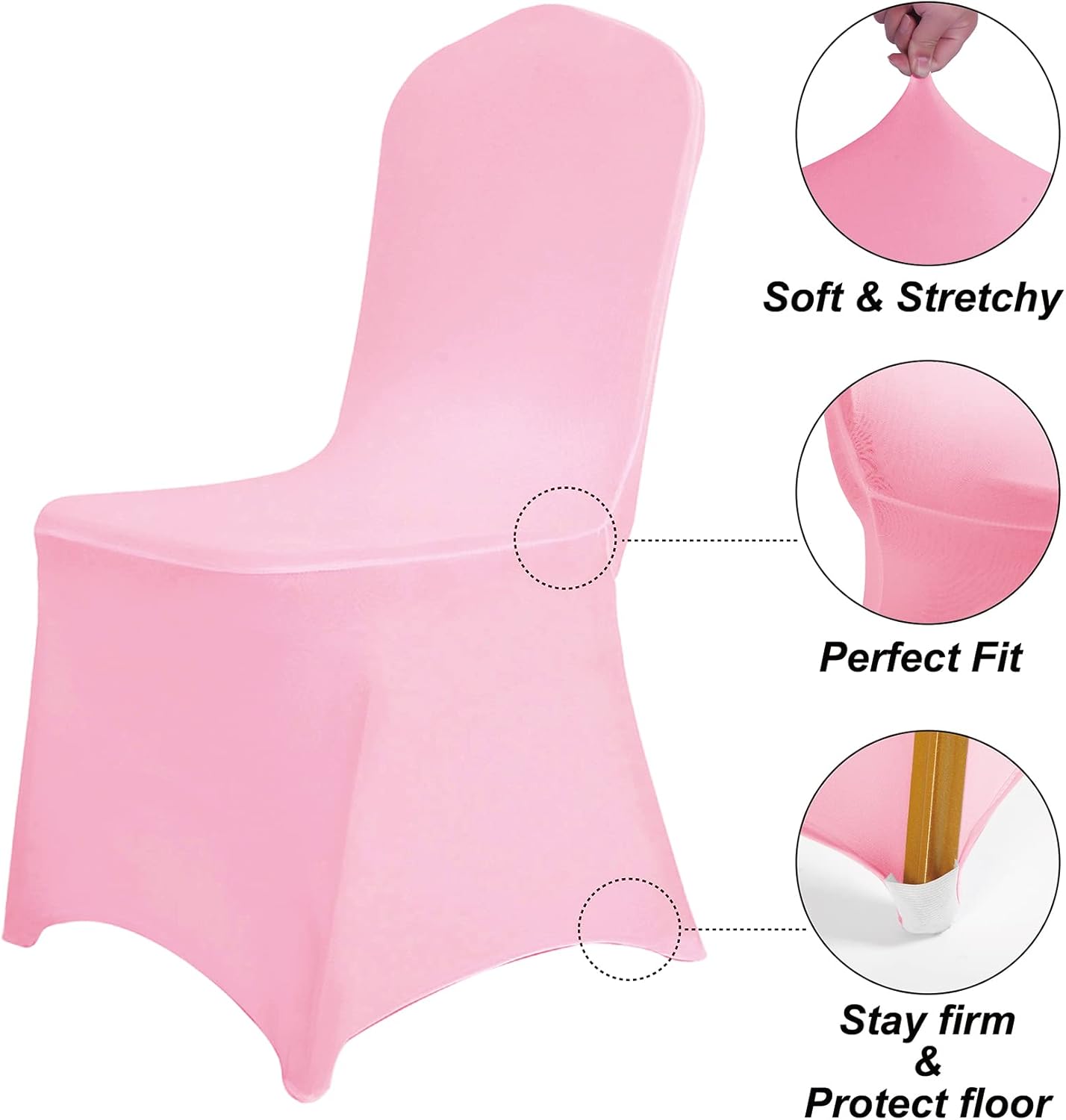 SUPERO Waterproof Spandex Chair Cover 25PCS, Stretch Dining Chair Covers, Polyester Outdoor Chair Covers, Protector Stretch Chair Cover for Party Universal, Banquet, Wedding Event, Hotel(Pink)