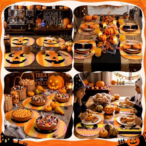 4 Pcs Halloween Pumpkin Placemat Jack O Pumpkin Tablemats (4 Count)