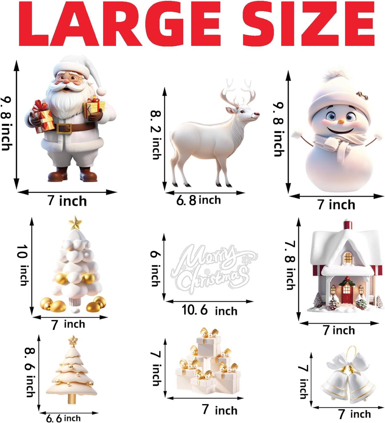 251PCS Christmas Window Clings Stickers for Glass, Xmas Decals Decorations Holiday Snowflakes Santa Snowman Gift and Reindeer Winter Wonderland Decals for Party