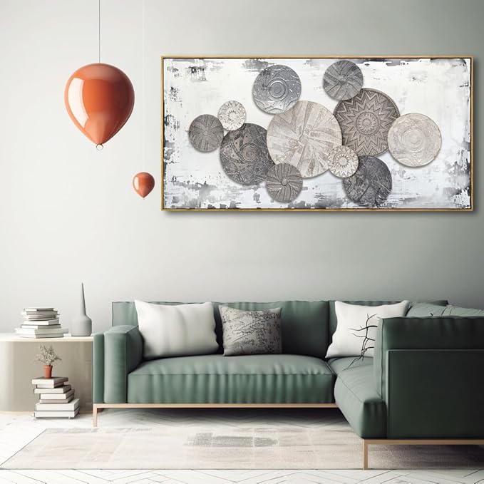 Wall Art Floral Rustic Wall Decor Brown and Grey Canvas Painting Abstract Wall Art for Bedroom Living Room Dining Room Home Office Decor 30"x60" with Framed