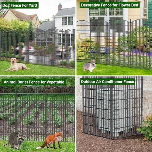 10 Panel No Dig Decorative Garden Fence with Gate 48"H x 22.6'L Dog Barrier (9.8 Sq Ft)