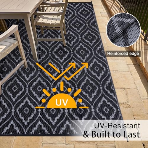 Outdoor Rug 8x10 ft Waterproof Reversible Braided Mat