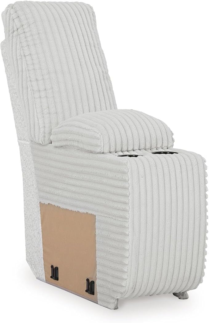 Signature Design by Ashley Top Tier Casual Manual Left-Arm Facing 4-Piece Reclining Sectional with Chaise, Console, Storage, 2 Cup Holders and 4 Accent Pillows, Light Gray