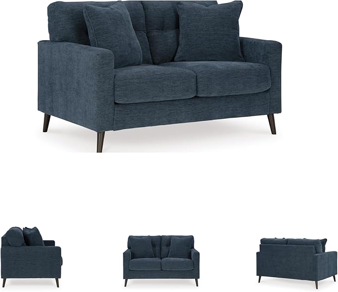 Signature Design by Ashley Bixler Classic Tufted Loveseat with Removable Cushions, Blue