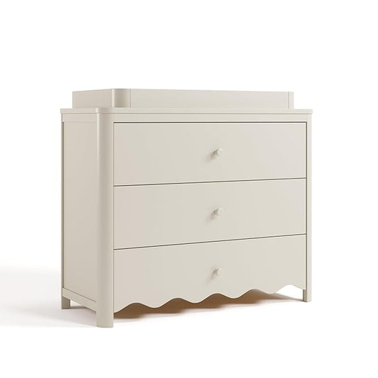 Storkcraft Casablanca 3 Drawer Chest with Removable Changing Topper (Frosted Oat) – GREENGUARD Gold Certified Wood Dresser for Baby & Kids, Interlocking Drawer System for Safety