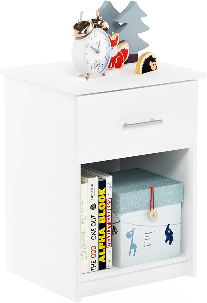Furinno Tidur Nightstand, Solid White