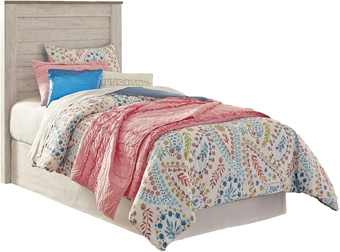 Signature Design by Ashley Willowton Cottage Farmhouse Panel Headboard ONLY, Twin, Whitewash