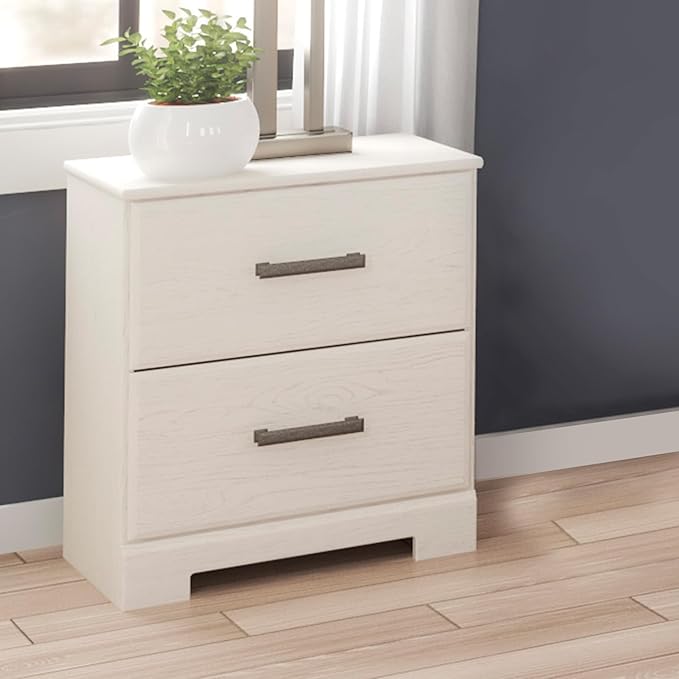 Signature Design by Ashley Stelsie Contemporary 2 Drawer Nightstand, 24.41" Tall, White